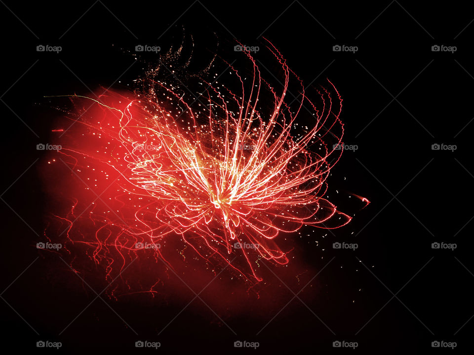 Fireworks in red