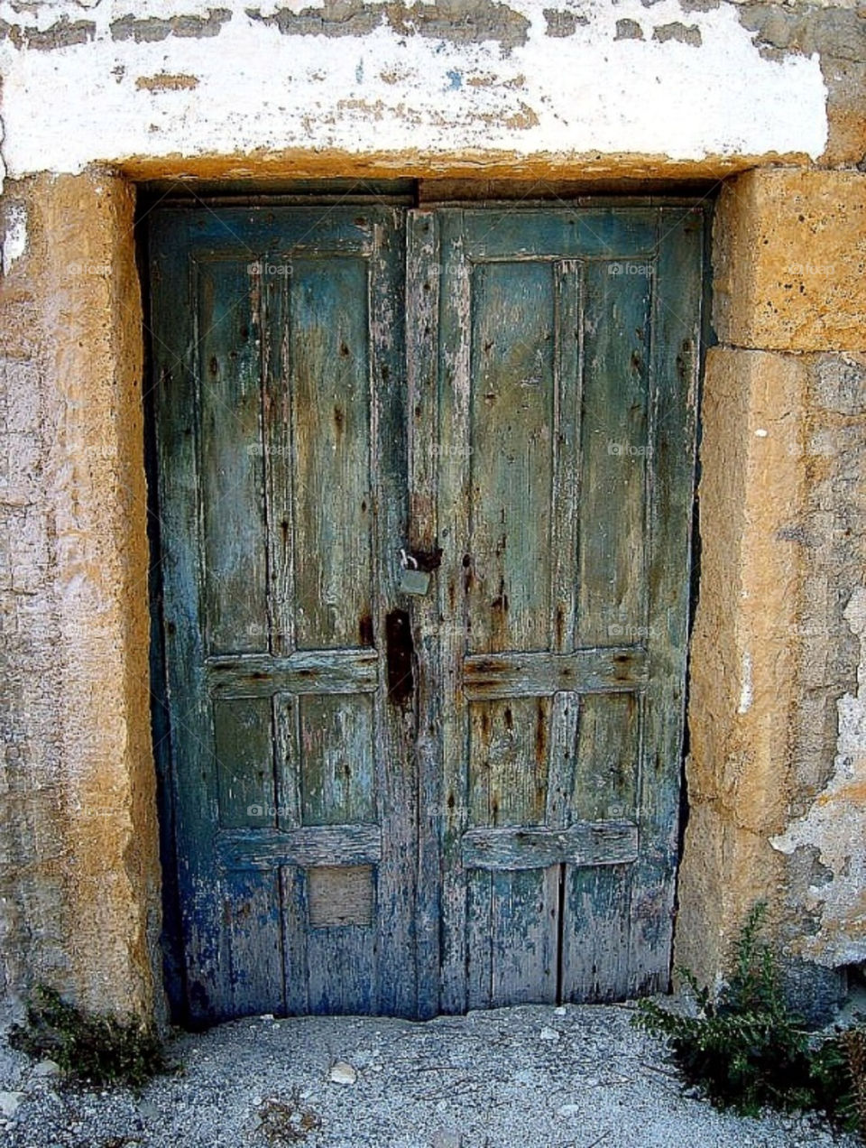 blue wood house door by merethe