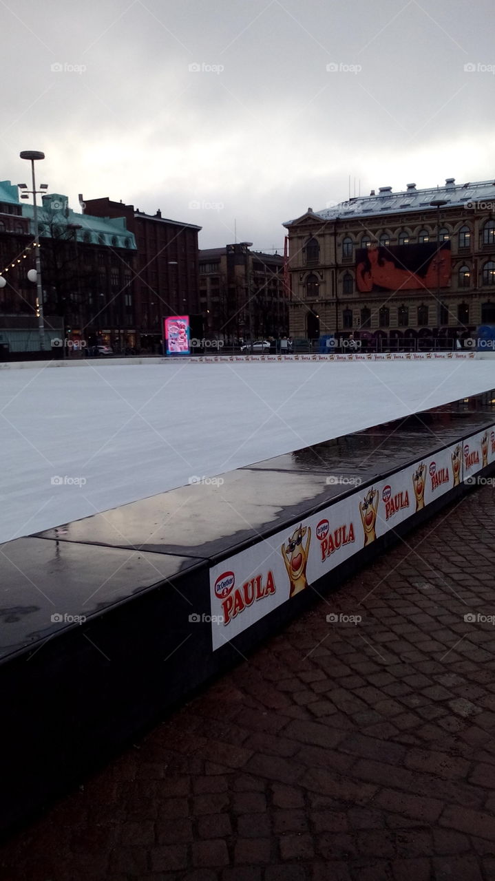 Skating rink on the square in Helsinki