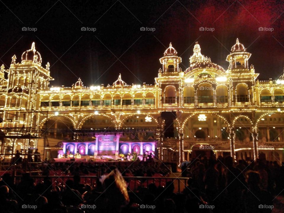 mysore palace. the royal mysore palace in night