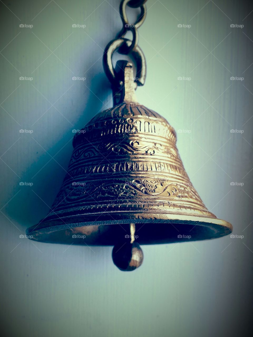 Brass bell. Ornate brass