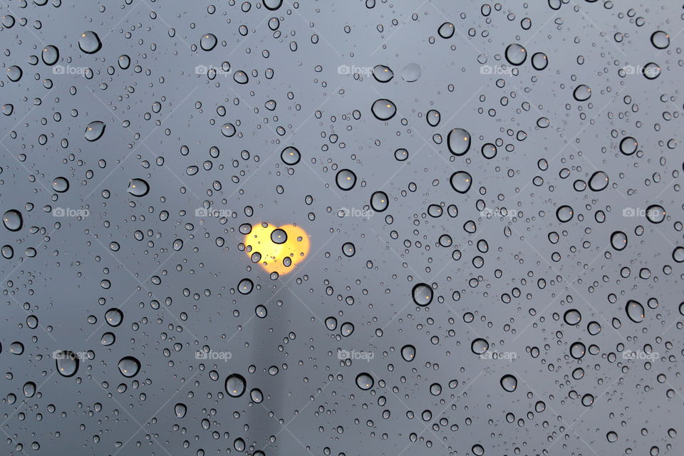 water drops with a heart-shaped light