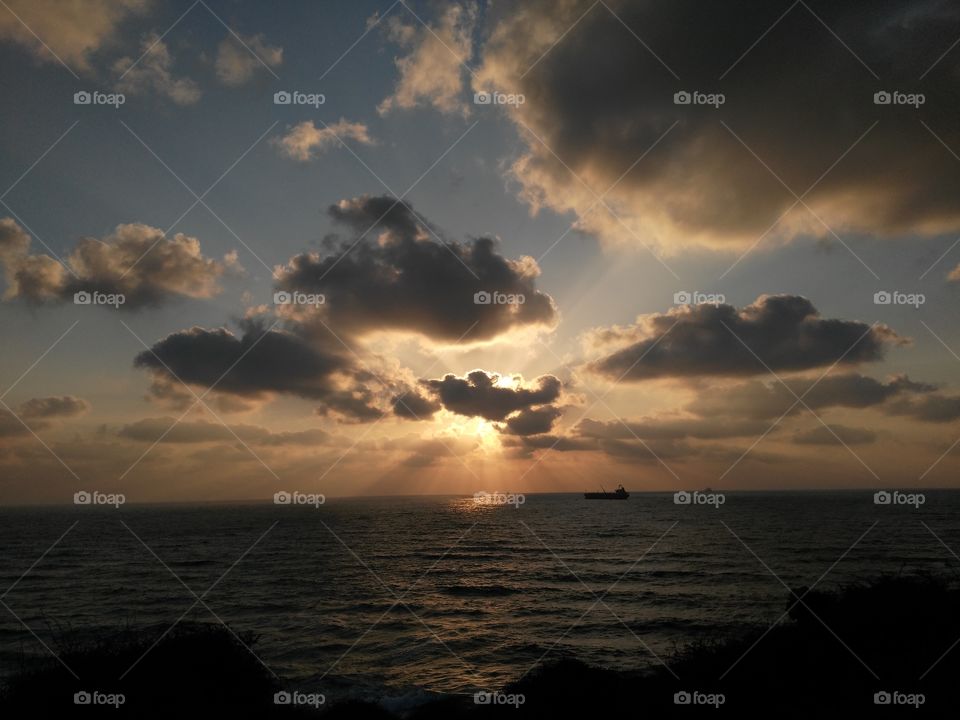 Sunset, Water, Beach, Sun, Storm