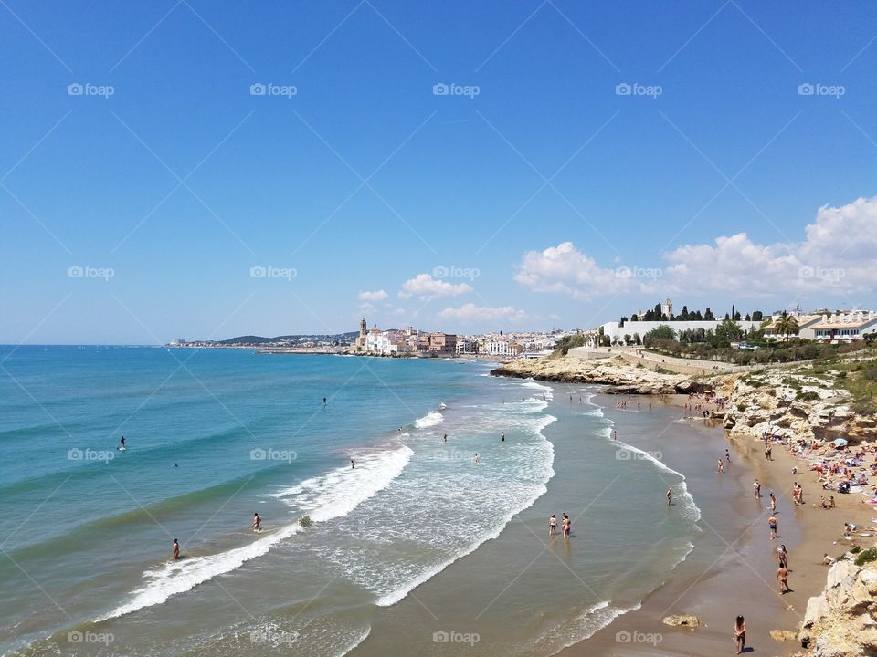 Surf at beach Sitges, Spain