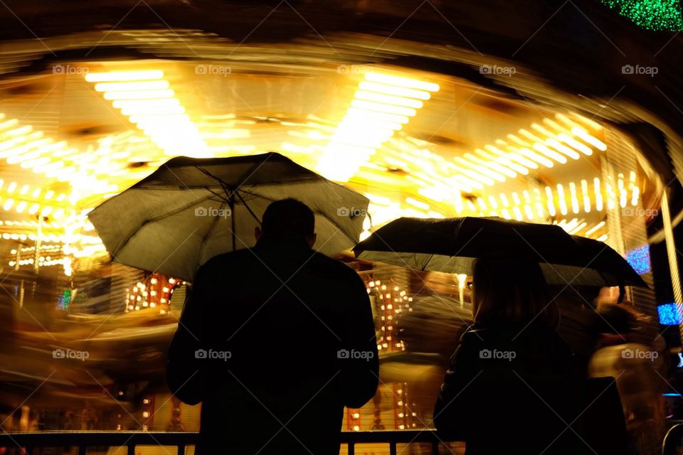 Rain at the fairground