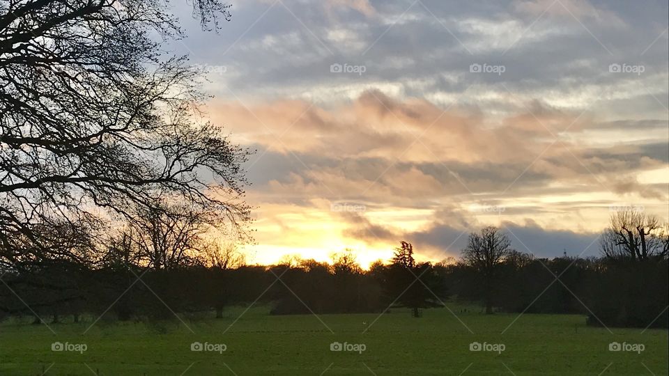 Subset over Basildon Park in Berkshire, UK