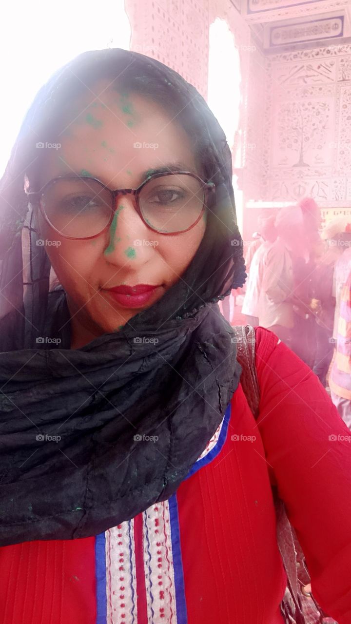 portrait of a beautiful lady in bold colors