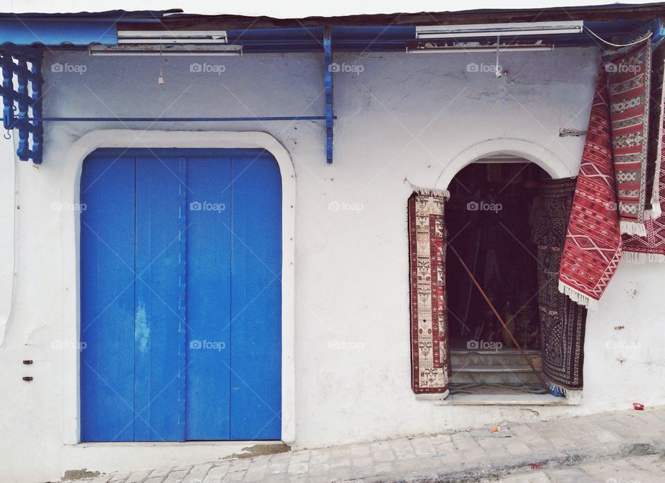 blue door in sidibousaid Tunisia 