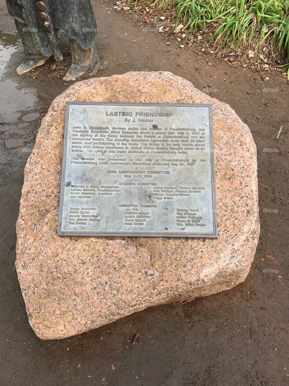 'Lasting Friendship' plaque in Fredericksburg, TX