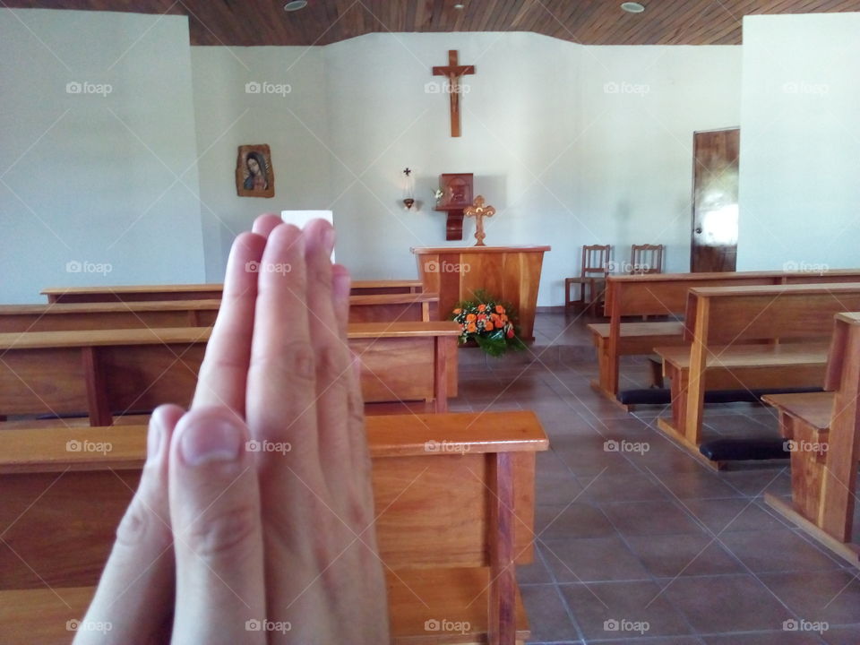 Praying in the church