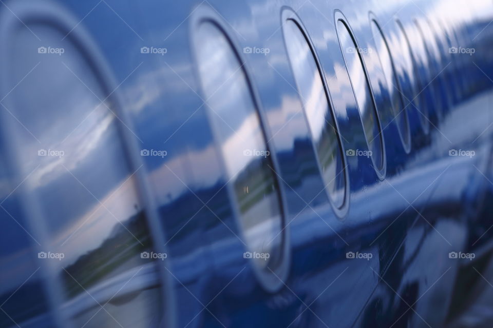 Close-up of plane windows