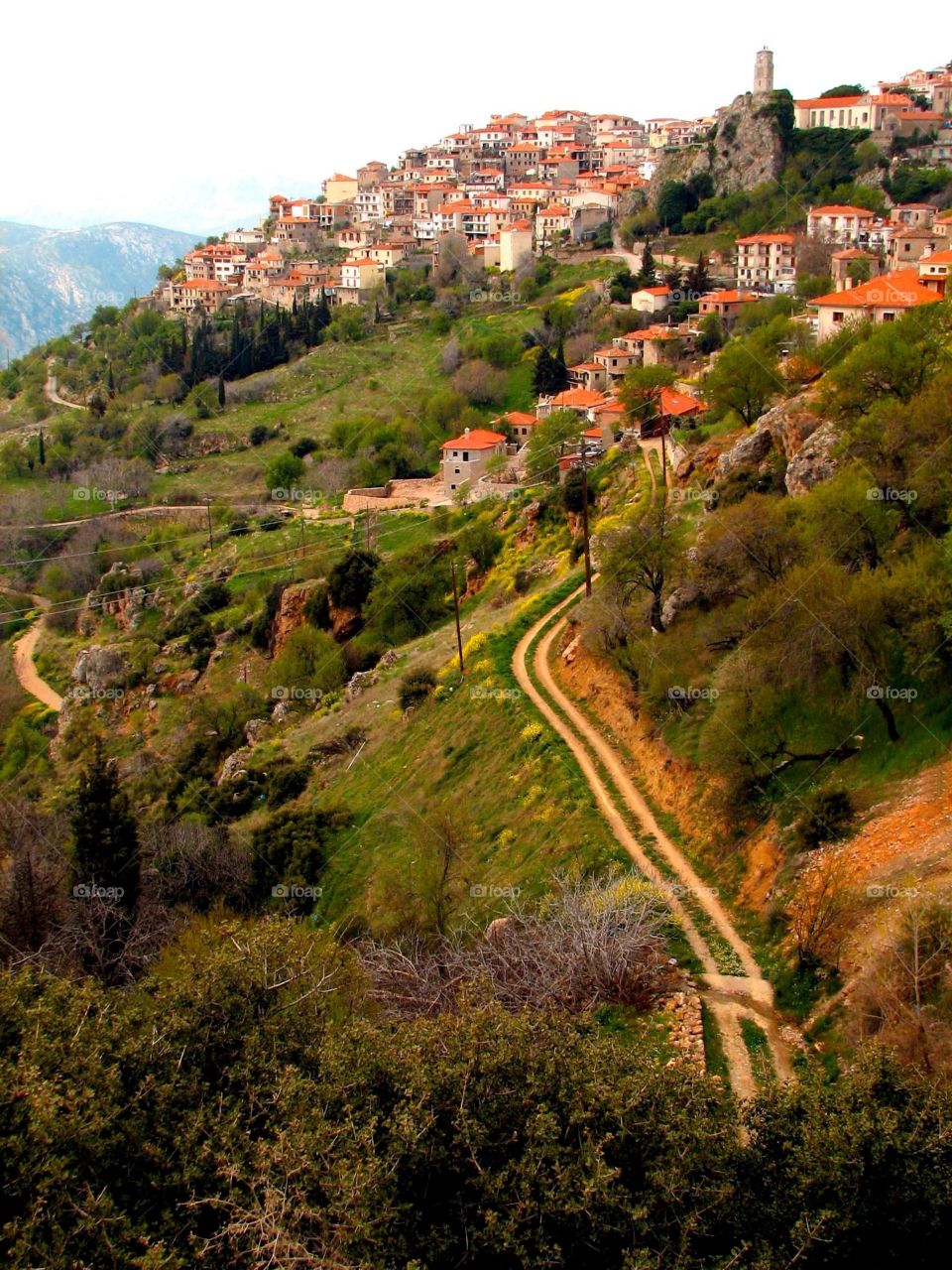 Hillside town, Greece. A hillside town near Delphi, Greece