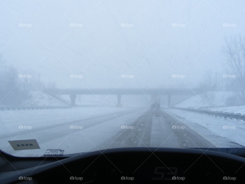 Highway driving in the winter