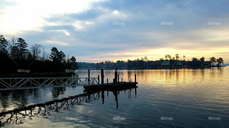 calm dawn on the lake.