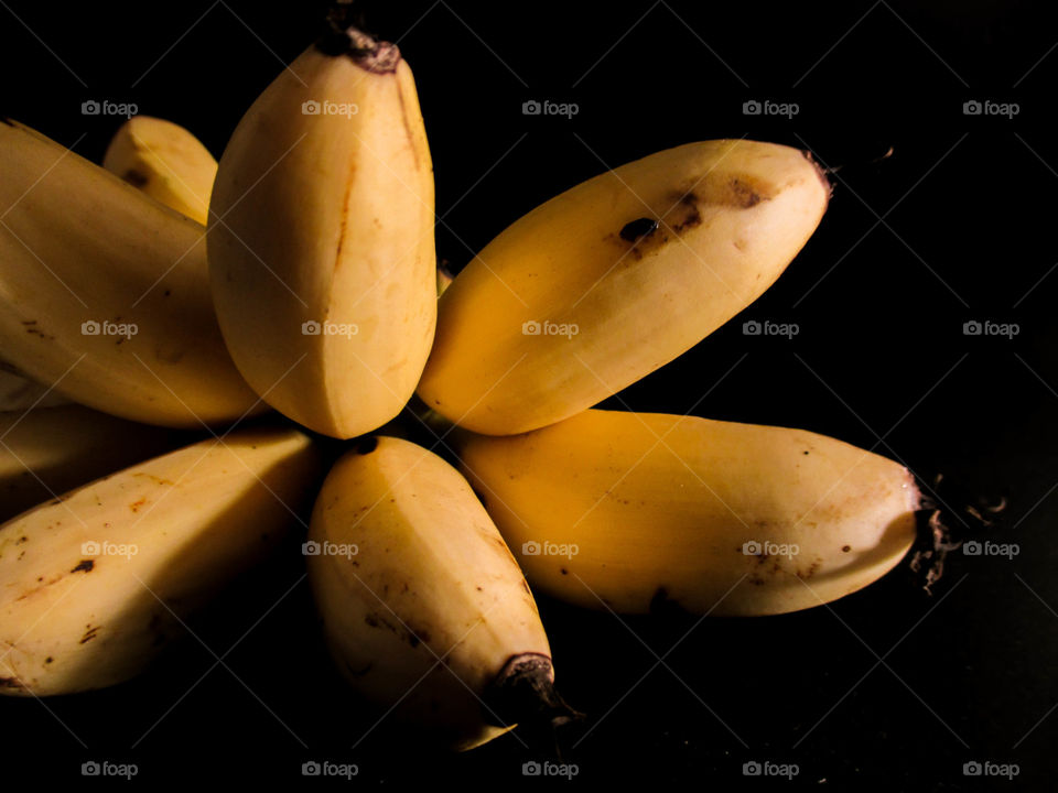 bananas. golden banana or pisangmas banana