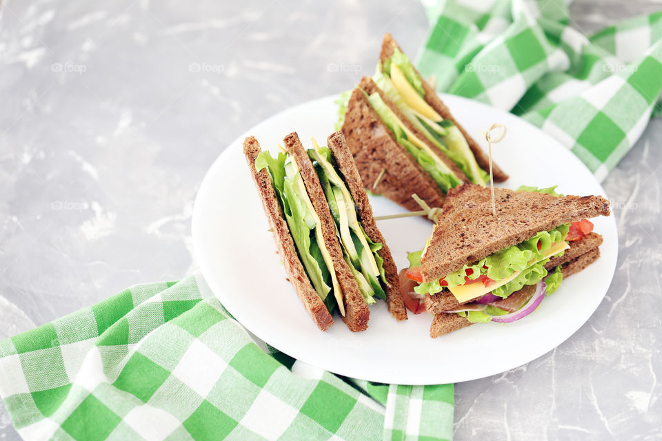 Healthy sandwich. Green sandwich with vegetables