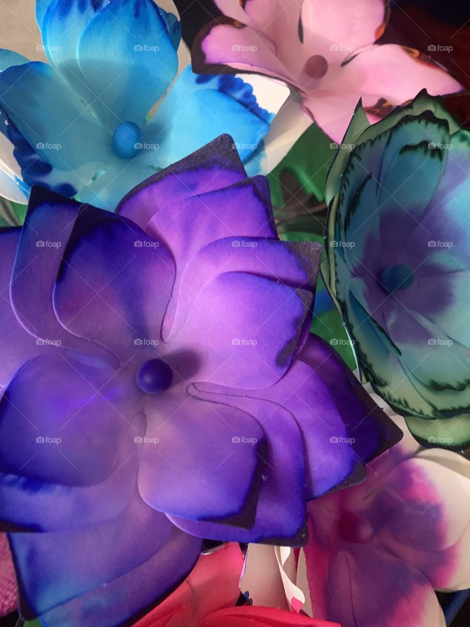 Paper flower craft dyed beautiful colours