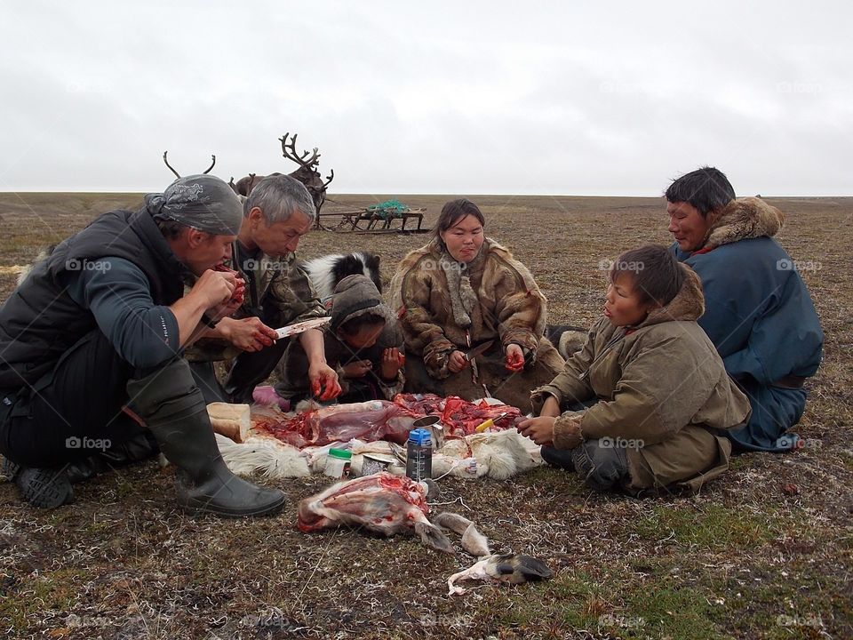 the people of northern Russia is eating raw meat