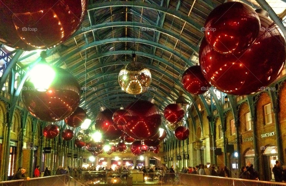 Christmas baubles at Covent Garden