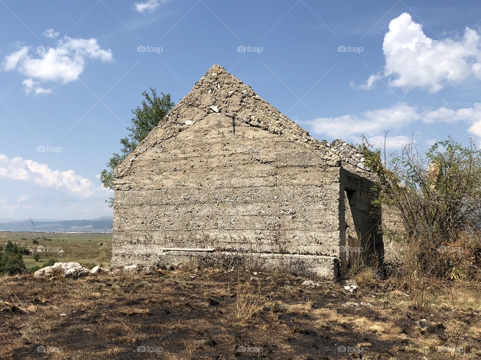 This photo is of ruins in the Gacko area Bosnia i Herzegovina In 2018. This is the effect of the Yugoslavian war. 