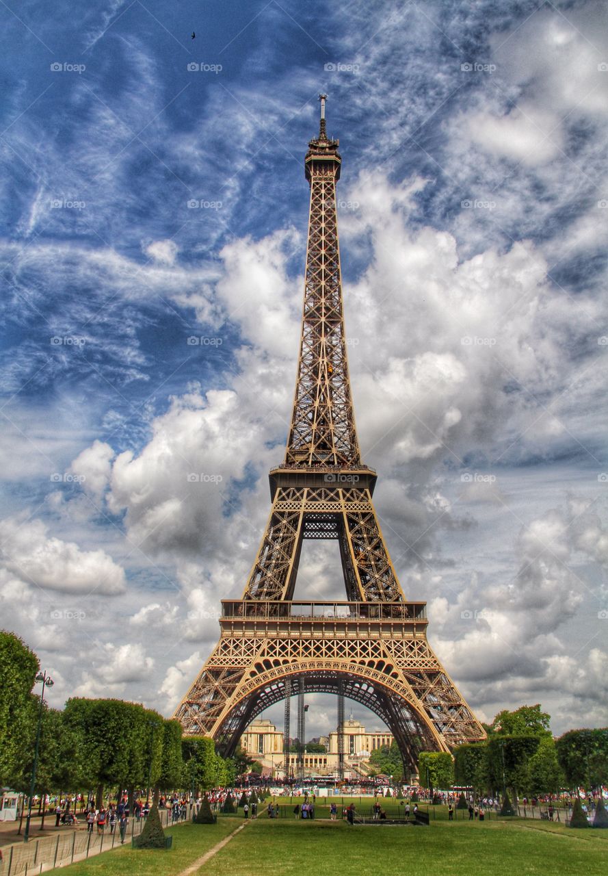 The Eiffel Tower. The Eiffel Tower in Paris on a beautiful summer day.