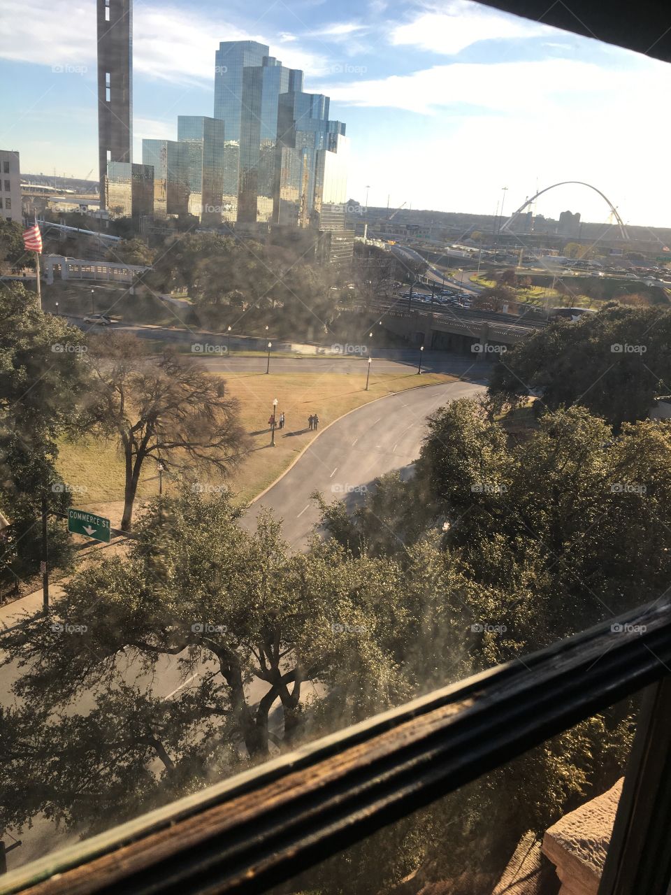 Lee Harvey Oswald's view from the Texas school book depository. 