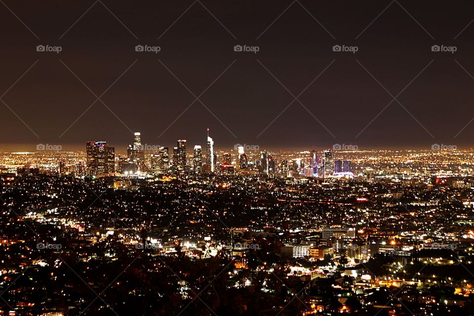 enjoying the view of the skyline of Los Angeles from Griffen Observatory