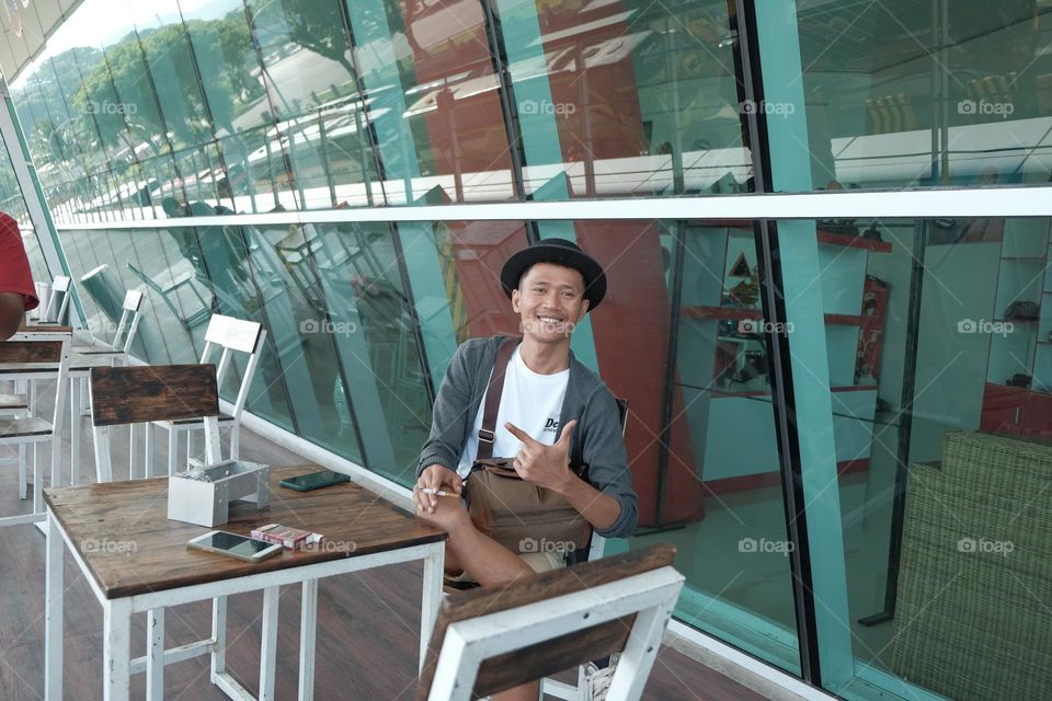 Man looking at camera