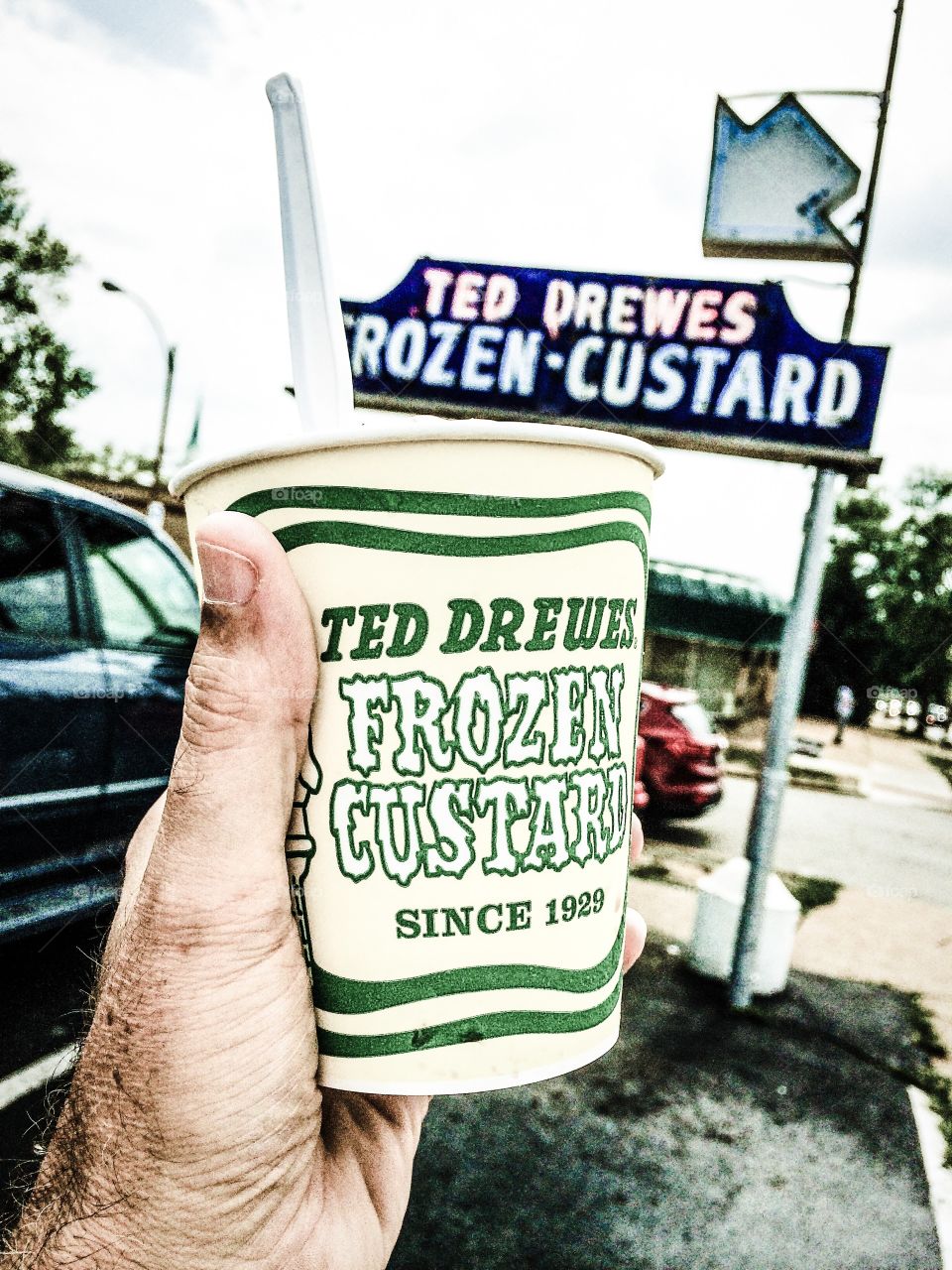 Concrete in hand at Ted Drewes Frozen Custard. . Route 66 road trip thru St Louis always deserves a proper dessert. 