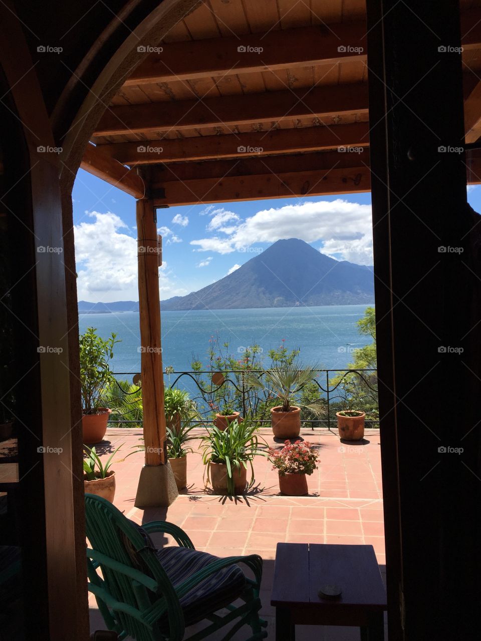 Bedroom view. View from bedroom upon waking on vacation in Guatemala 