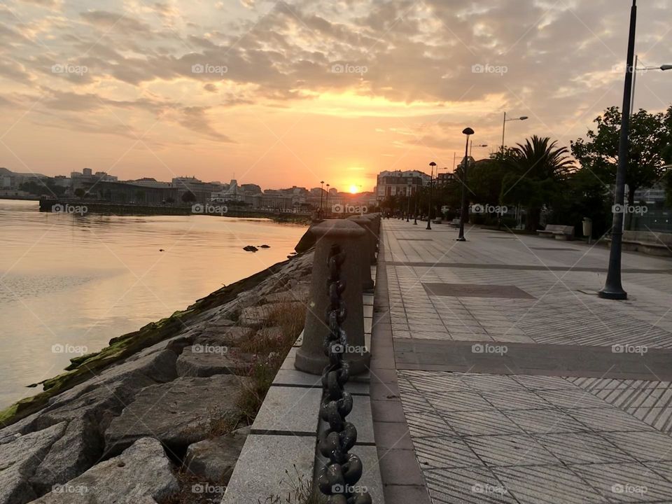 Beautiful sunset in A Coruña, Soain