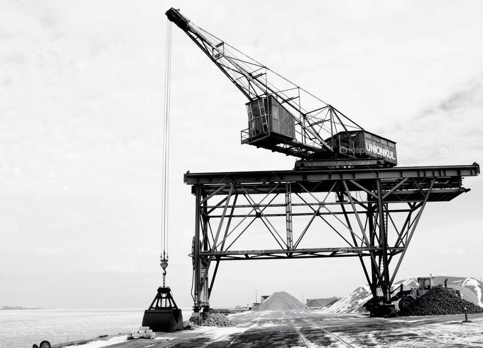 landscape industrial harbor crane by annelindfjeld