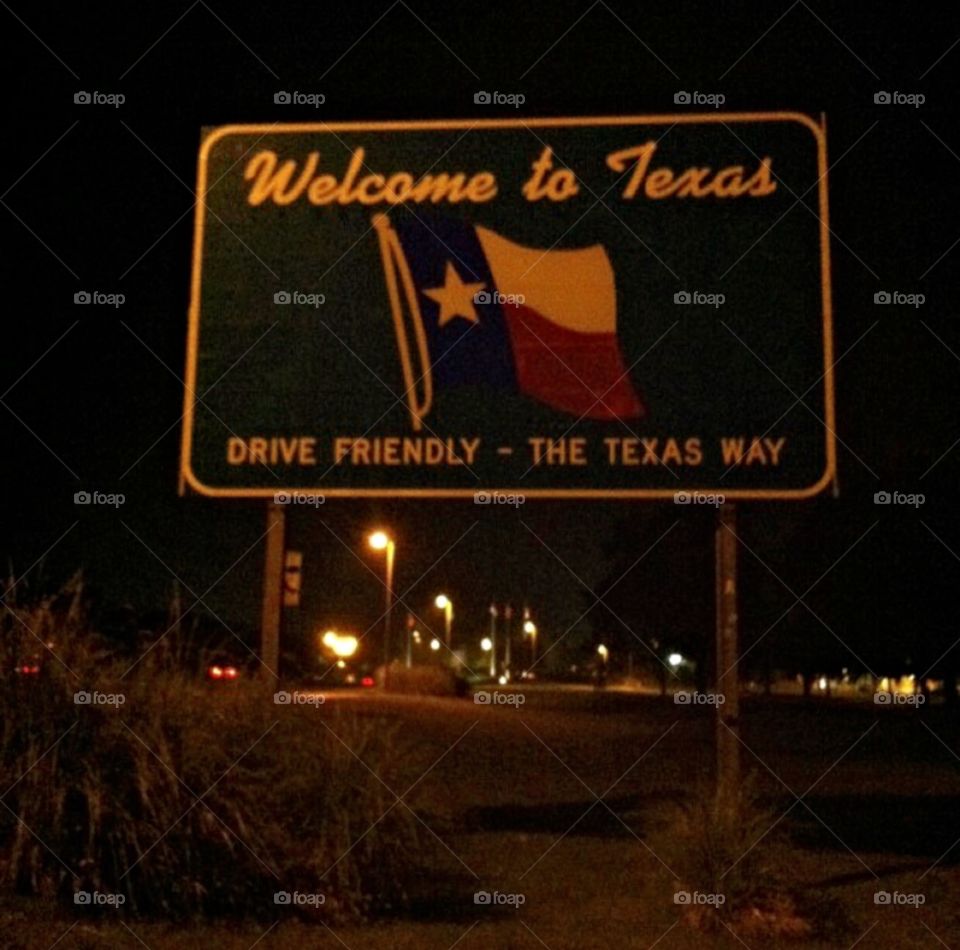 The Welcome sign in Texas 