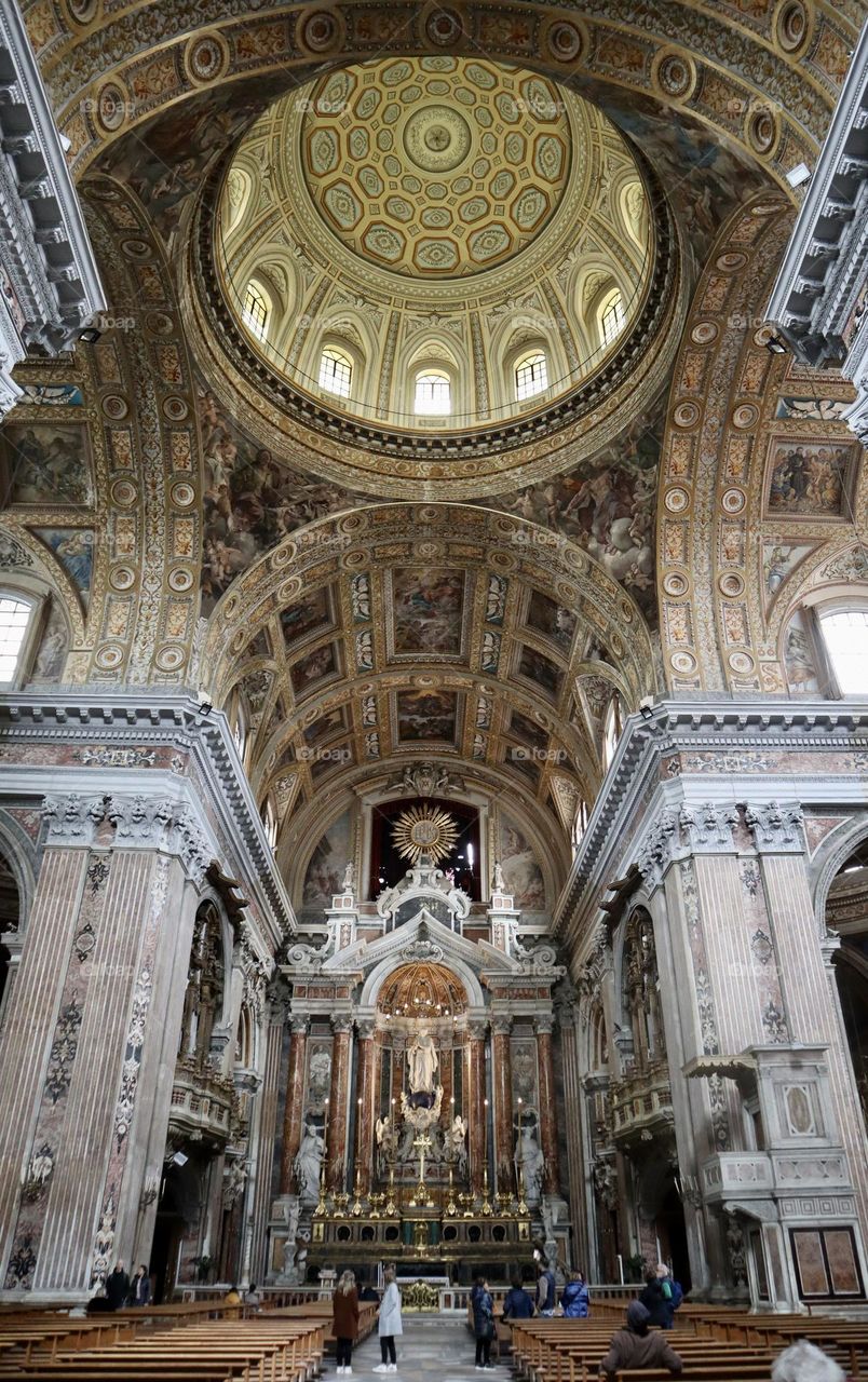 Gesu Nuovo church Napoli. Inside architecture 