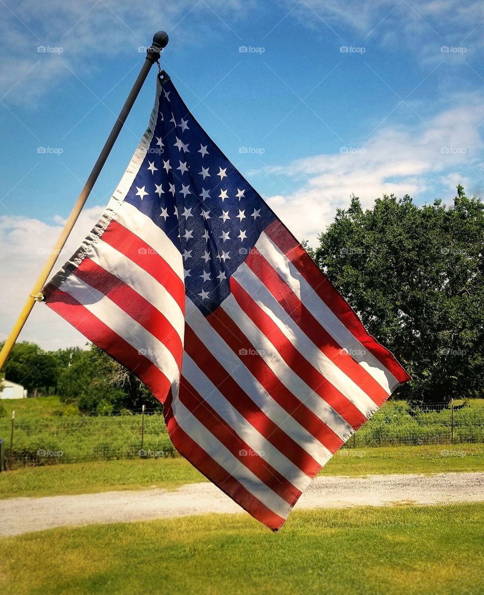 American Flag Flying on July Summers Day