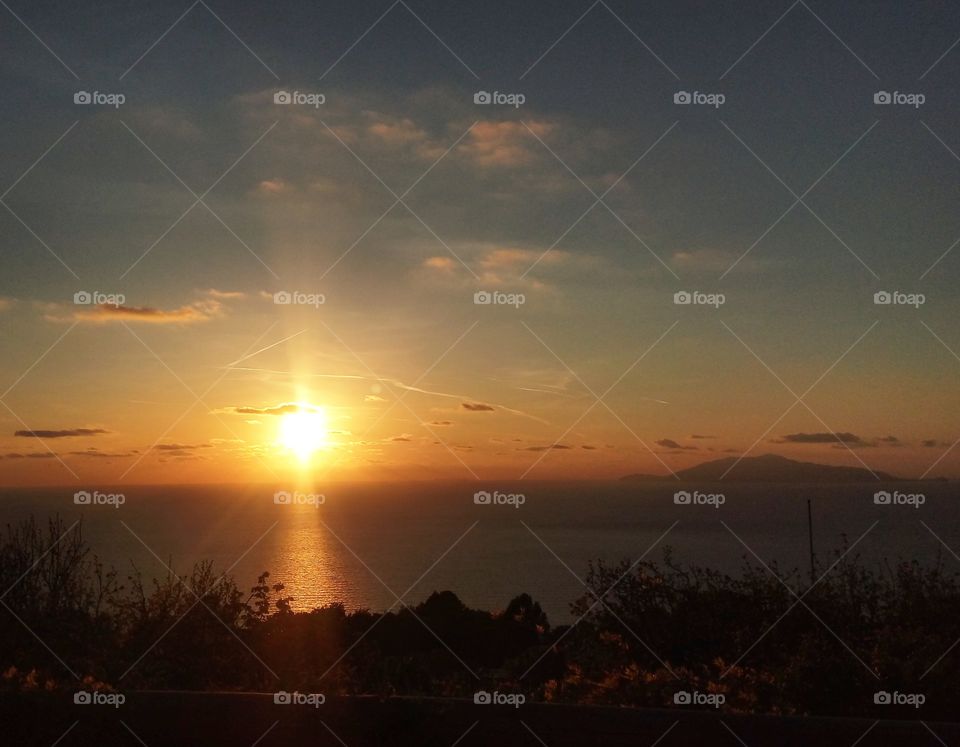 magic sunset in Capri Island