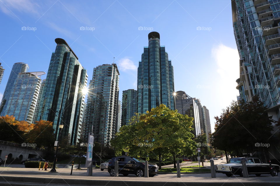 Skyscrapers in a  big city 