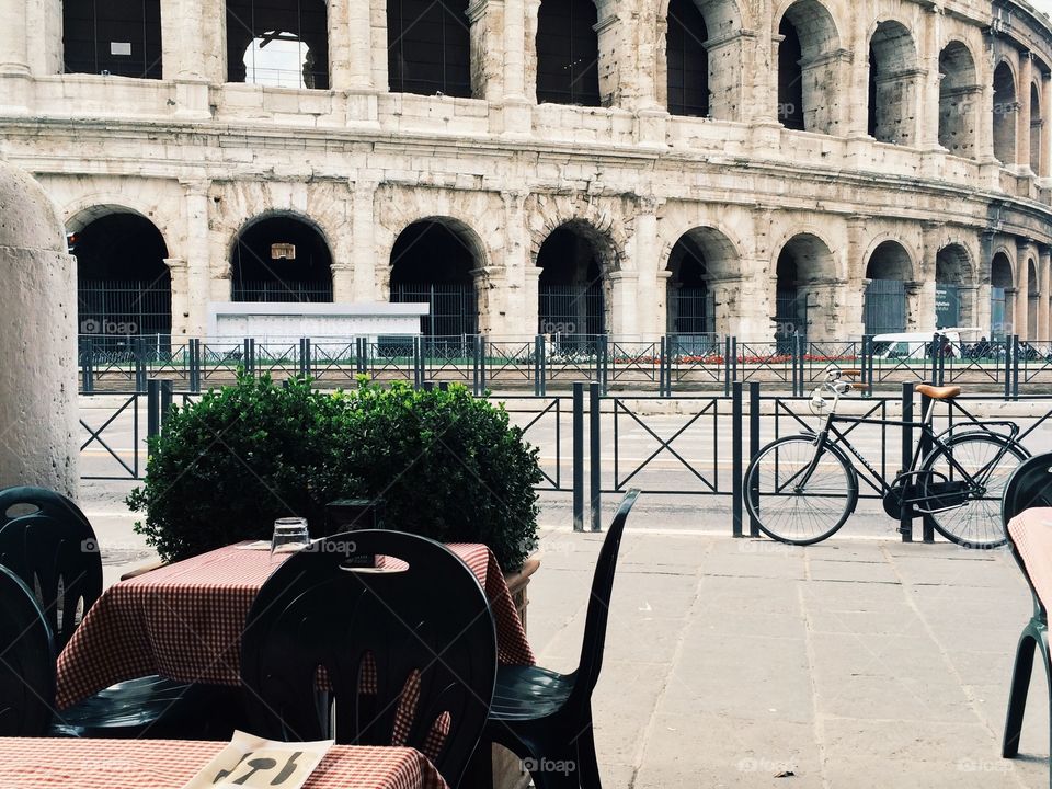 Cafe near the Colosseum in Rome, Italy.