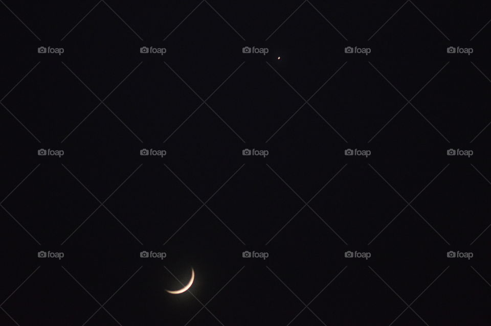 Moon&star. Crescent moon and a star 