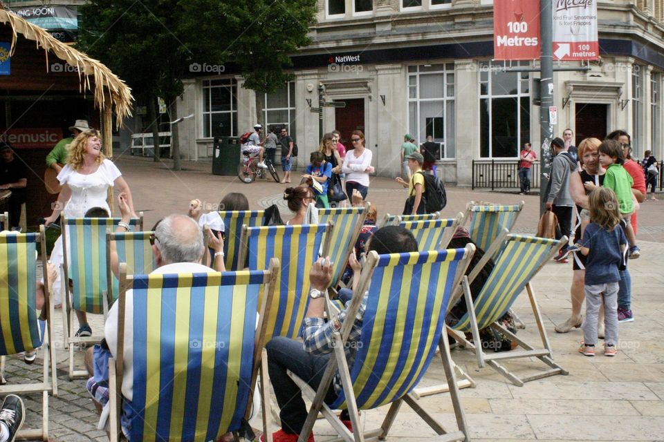 Summer street show chairs and crowd