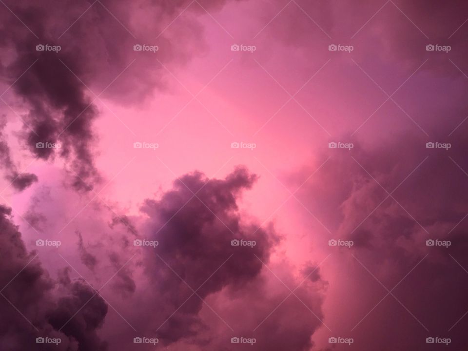 Blushing Sky. Lovely  pink and lavender sunset clouds after a Summer rain.