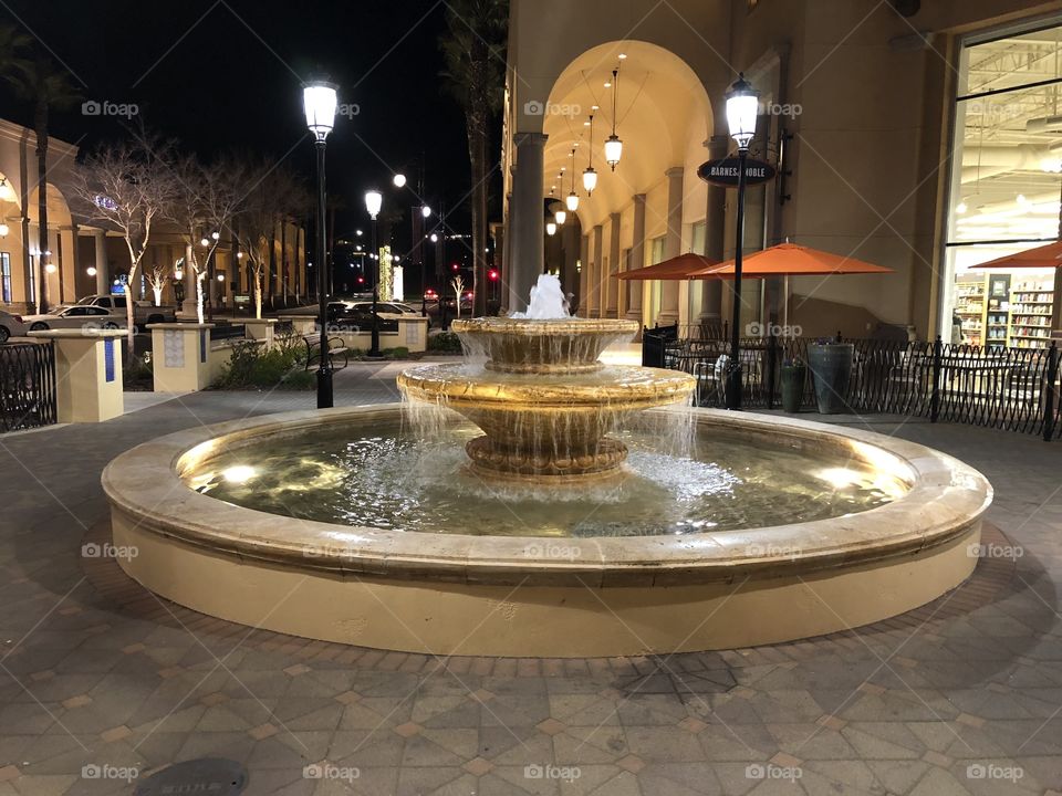 A nice fountain at night.