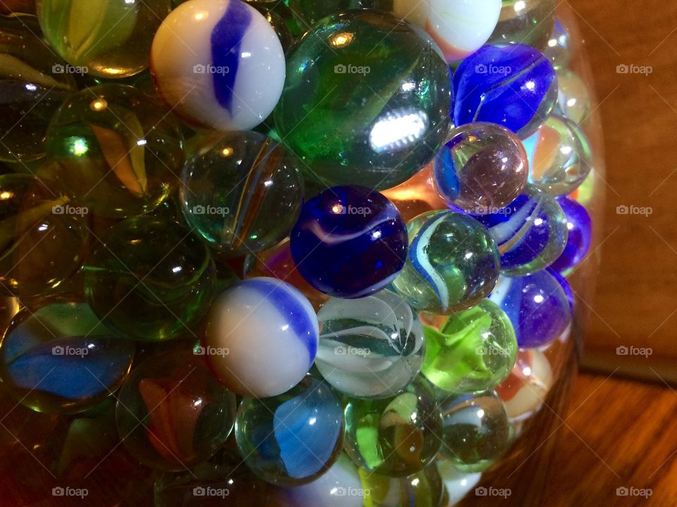 Jar of Colorful Marbles 