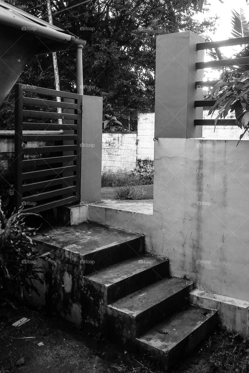 Steps gate and wall
