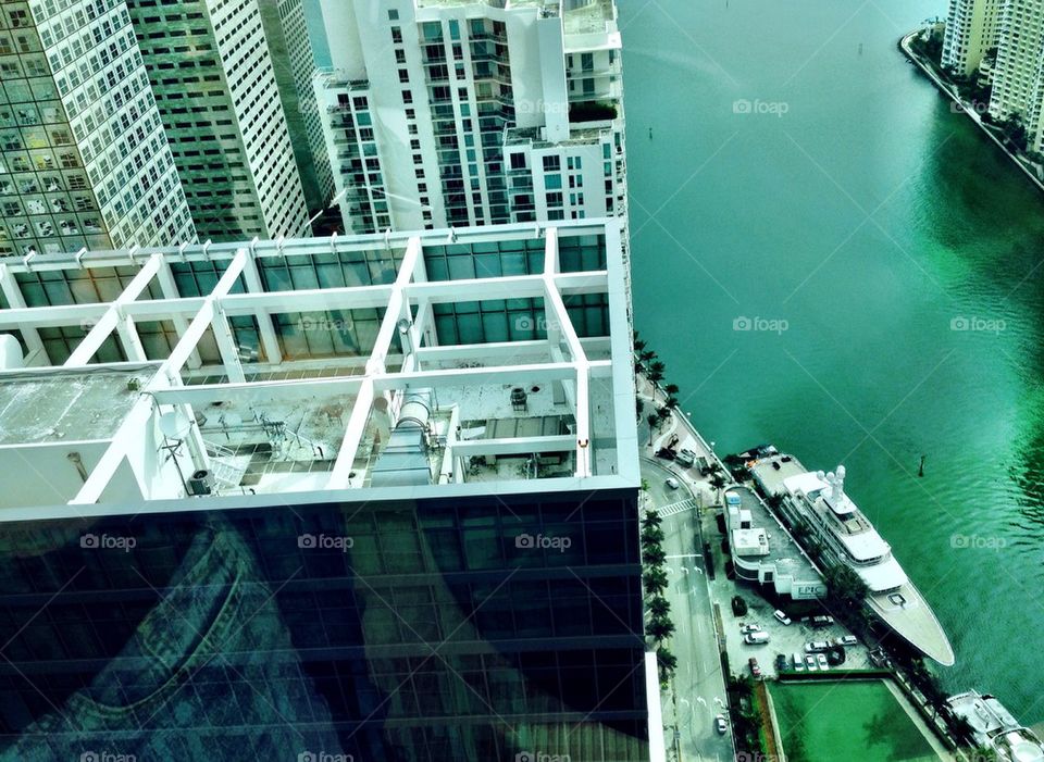 Aerial View of buildings in Brickell, Miami, FL, USA