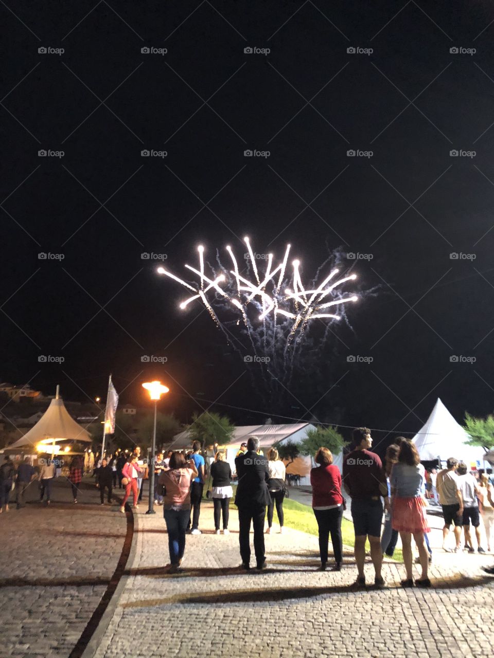 Fireworks in a village 