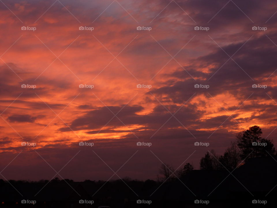 Red dramatic sky at sunset