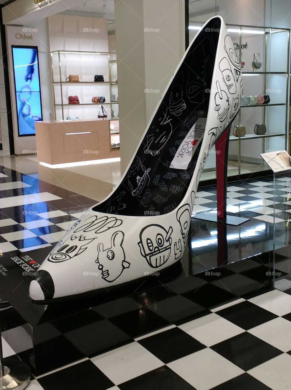 Large Shoe on Display in Bloomingdales