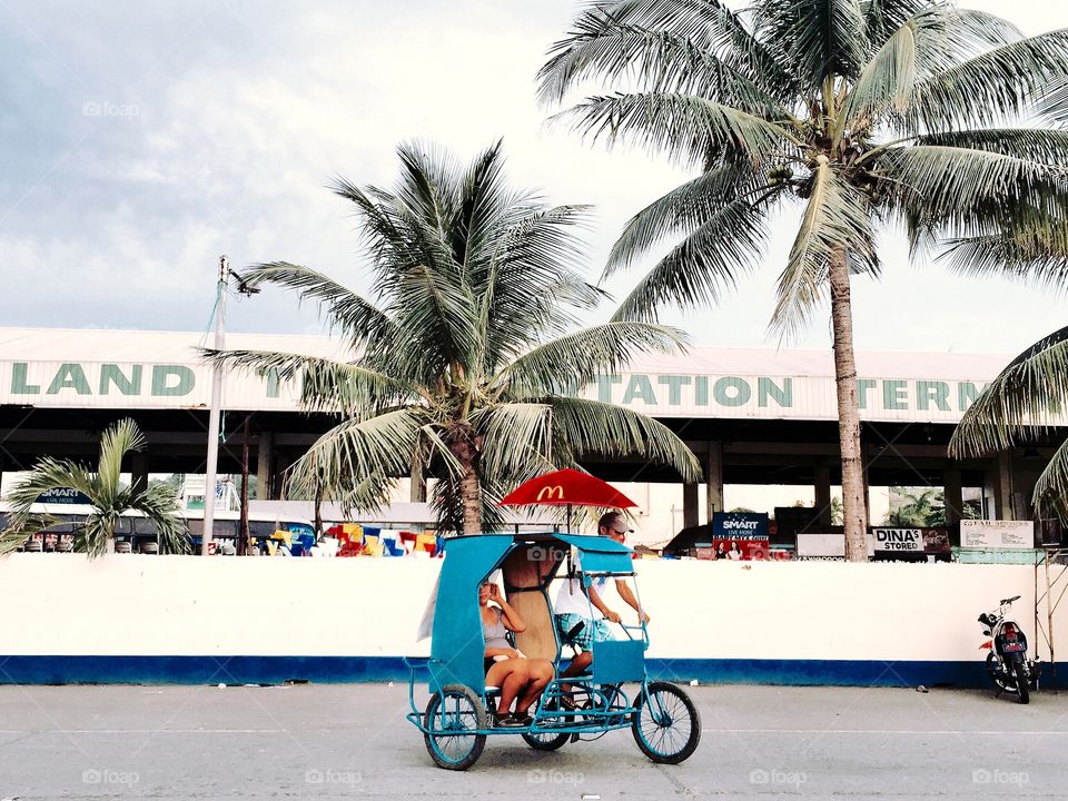 Local transportation. Pedicab- One of filipinos local transportations around a small town..