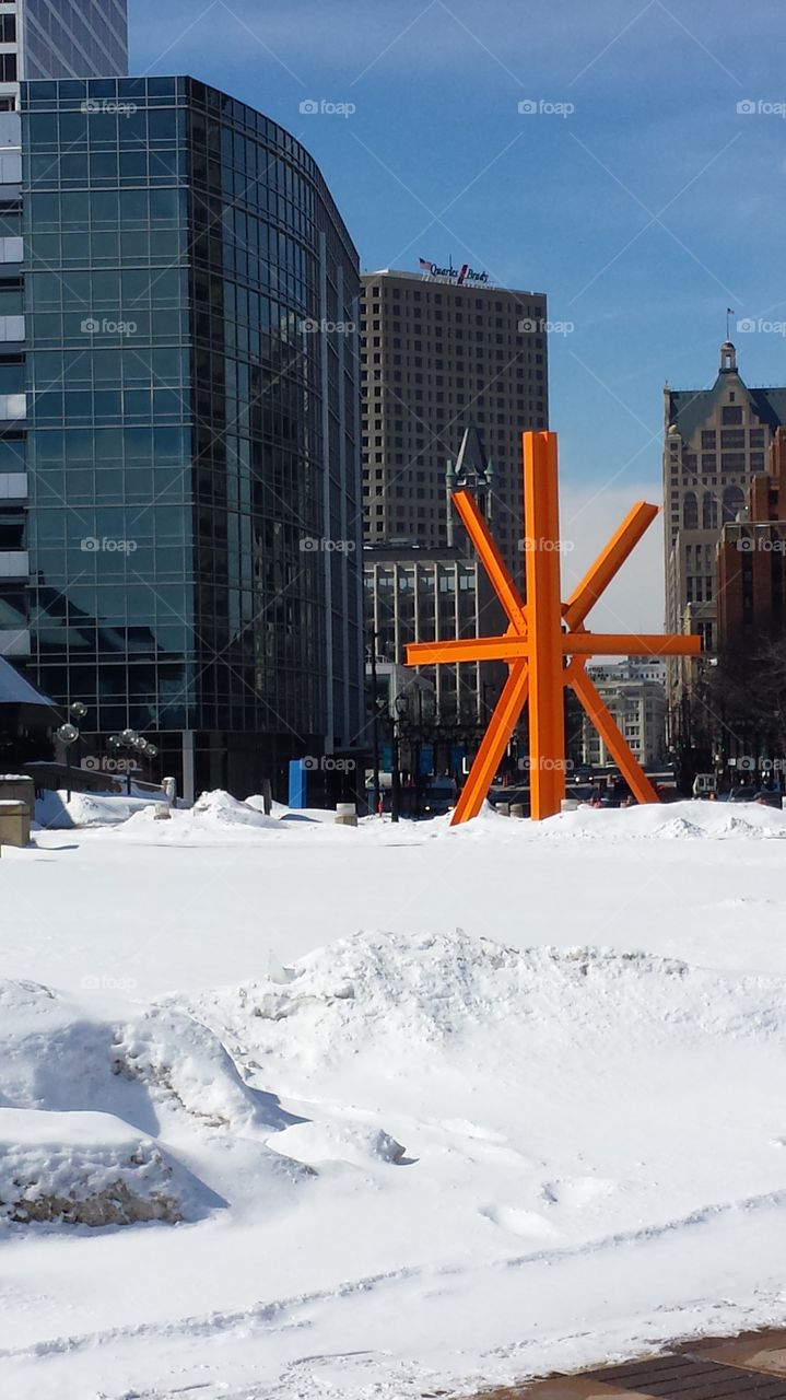 Orange Art. Sculpture in Orange